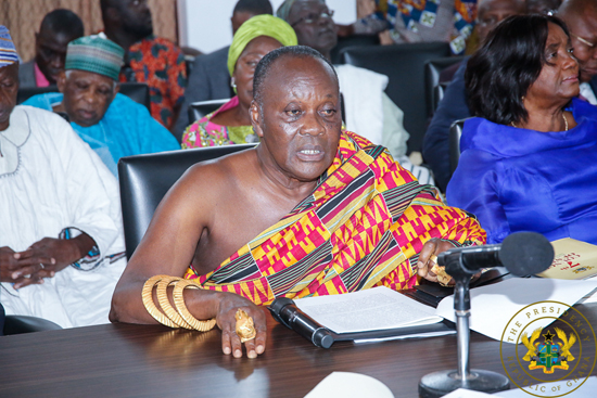 Nana Otuo Sriboe, Chairman, Council of State speaking at the meeting