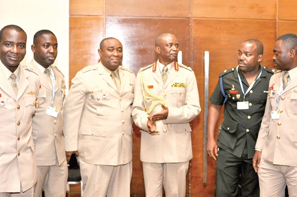 Some senior officers interacting after the conference. Picture: NII MARTEY M. BOTCHWAY