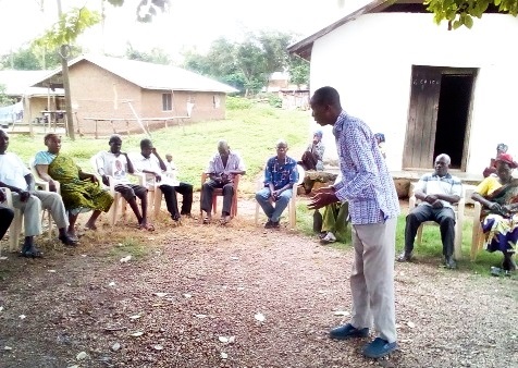  Mr Daniel Agbesi Latsu (standing), NCCE District Director, addressing participants