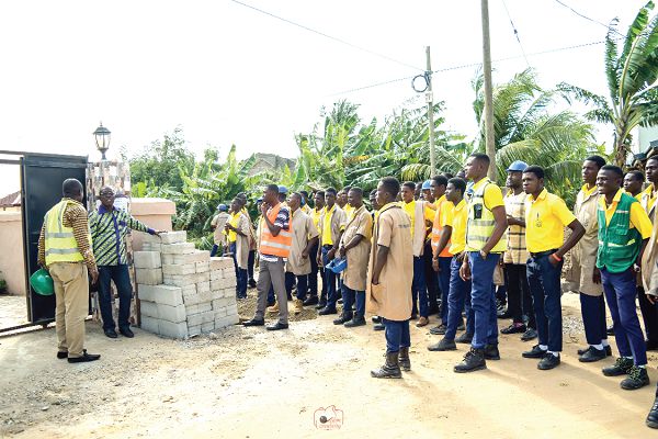 Mr Joseph  Graham (left) and Mr Arko-Korsah (2nd left) addressing the students
