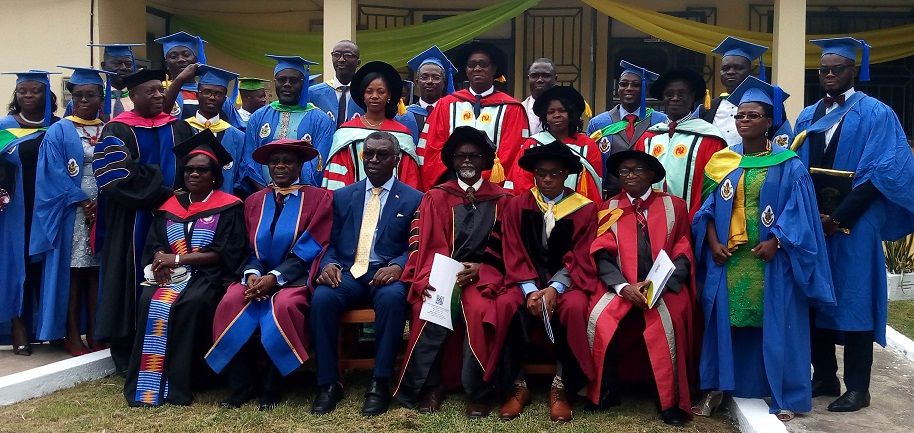 Prof Frimpong Boateng (in suit seated)with faculty and some graduating students