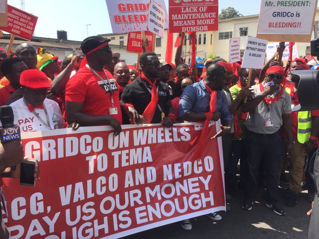 GRIDCo workers demonstrate over debts owed company 