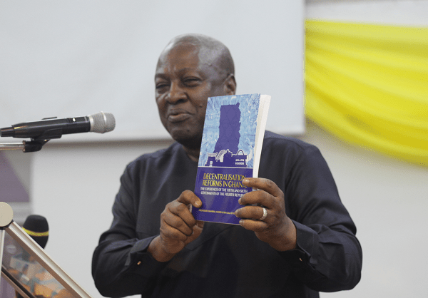 Former President John Dramani Mahama launching the book