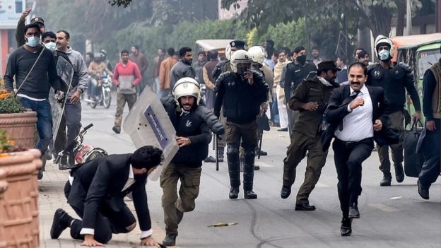  Police clashed with lawyers who marched on the hospital to confront doctors 
