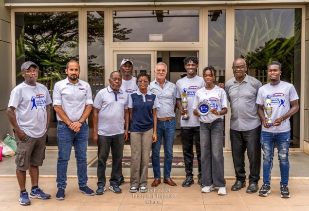 Mr Hayssam Fakhry (5th right) MD of Interplast with the winners and organisers of the competition