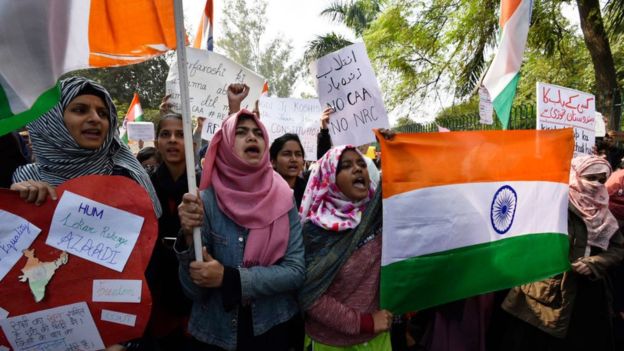  Student protesters near Jamia Millia Islamia in Delhi 