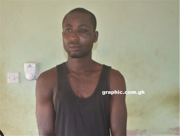 The suspect, Mawuli Bosso, after his arrest.