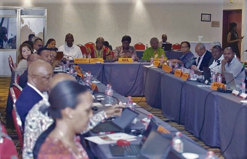 Mr Kwesi Quartey (arrowed)  and the various representatives of the AU organs at the meeting