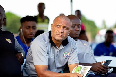 Kim Grant reacts to getting the sack at Hearts of Oak