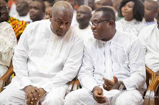 NDC members including former President Mahama and Chairman Ofosu Ampofo at the church service in Accra Sunday