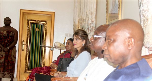 From left: Mrs Rebecca Akufo-Addo, Princess Dina Mired, Mr Simon Osei-Mensah and Mr Kwaku Agyemang-Manu at Manhyia Palace