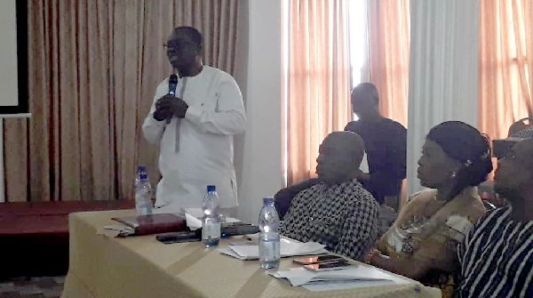 The Deputy Minister of Monitoring and Evaluation, Mr William Kwasi Sabi, delivering an address at the workshop
