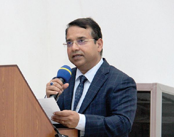 Mr Dhananjay Tripathi (inset), Director General, Pharmanova Limited, addressing participants in the symposium. Picture: BENEDICT OBUOBI