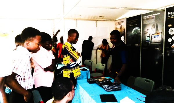some of the students at one the stands during the career fair