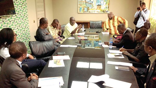  A group of security experts holding a discussion as part of the meeting. Among them are Dr Emmanuel Kwesi Aning (3rd left), the Director of  Faculty of Academic Affairs, Kofi Annan International Peacekeeping Training Centre and Mr Henry Quartey (4th right), the Deputy Minister of the Interior. Picture: Nana Konadu Agyeman