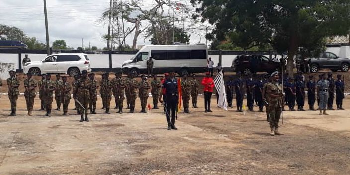 Students from the ADISCO Cadet Corps during a guard of honour at Saturday’s Speech and Prize Giving ceremony 