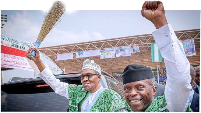 President Buhari (left) and his running mate Osinbajo who is seen as an electoral asset