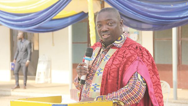 Prof. Emmanuel Ohene Afoakwa (inset),  the acting President, Ghana Technology University College (GTUC) addressing the matriculants. Picture: EDNA ADU-SERWAA