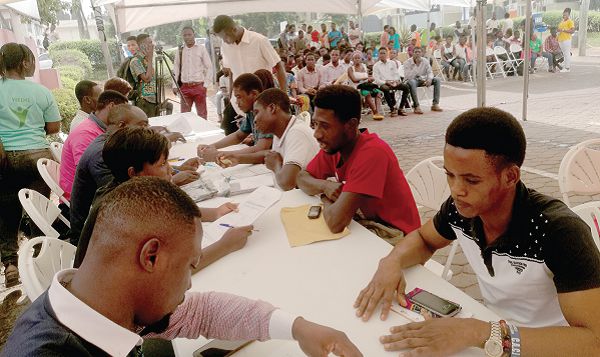  The youth at the event being   screened for registration