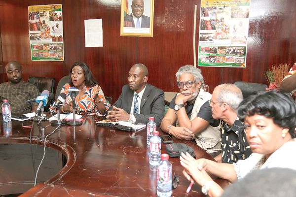 Mrs Catherine Afeku (left) in a discussion with the Cuban delegation. On her immediate left is Mr Pedro Luis Gonzalez Despaign, Cuban Ambassador to Ghana.  Picture: EMMANUEL ASAMOAH ADDAI