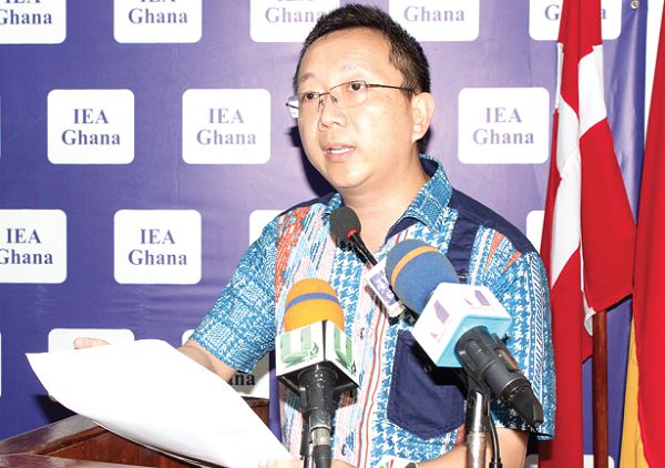 Mr Zhu Jing (right), Deputy Chief Mission, Embassy of the Republic of China, speaking at the IEA round table conference. Picture: INNOCENT K. OWUSU