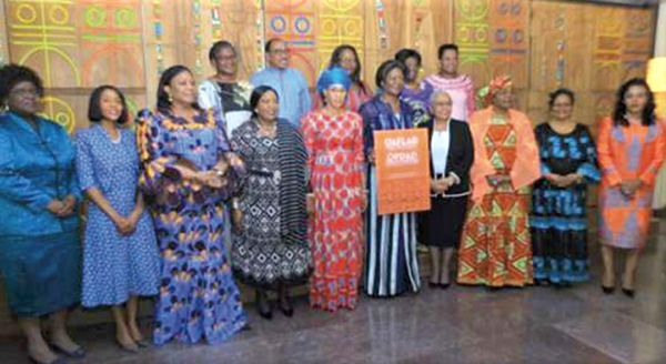 Mrs Rebecca Akufo-Addo (3rd left) with members of the Organisation of African First Ladies for Development