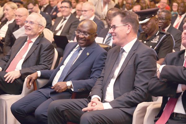  The Vice-President, Dr Mahamudu Bawumia (middle), and Dr Gerd Muller (right), the German Minister for Economic Coperation and Development at the summit. Picture: EMMANUEL ASAMOAH ADDAI 