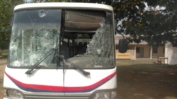 The students are alleged to have smashed the windscreen of the SRC bus