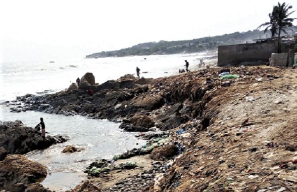 The Moworey beach engulfed in refuse