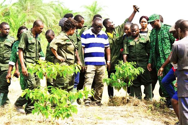 Mr Kwadwo Owusu-Afriyie, and some recruits of the Youth in Afforestation