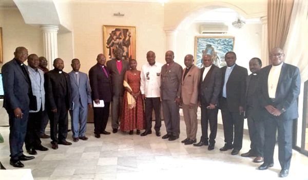  Members of the team with some religious leaders from DR Congo with Mr Martin Madidi Fayulu (7th right), the man challenging the validity of the general elections