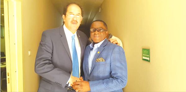 Mr Ben Nunoo Mensah (right), the President of Ghana Olympic Committee with Mr Mustapha Bernaf, Anoca President