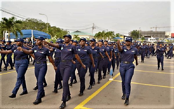  The NABCO personnel posted to the GRA Customs Division at a parade to officially welcome them into the service