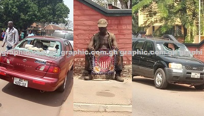 Kumasi: Mentally challenged man vandalises three vehicles