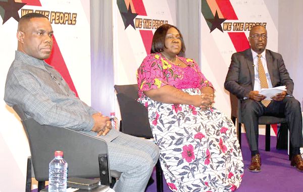 Dr Oduro Osae (left), Governance Expert, Dr Esther Ofei Aboagye (middle),Chairperson Star Ghana and Professor Kwesi Prempeh, Executive Director of CDD Ghana at one of their panel discussions