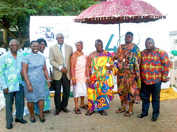 Some of the diginatories at the launch. They include Dr Edward Atter Narh (left), founder of the hospital, Prof Akosa, Nii Adjei Krakue II and Nana Kwaku Dei