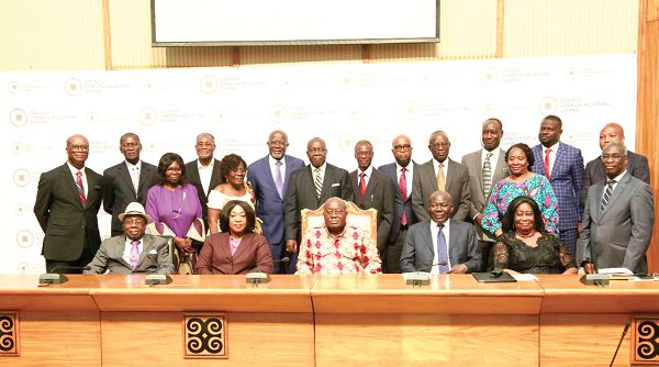 President Nana Addo Dankwa Akufo-Addo with members of the Council on Foreign Relations, Ghana. Picture: SAMUEL TEI ADANO