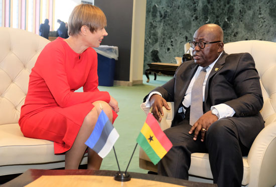 Mrs Kersti Kaljulaid, Presdient of Estonia and President Nana Akufo-Addo having discussions in New York.