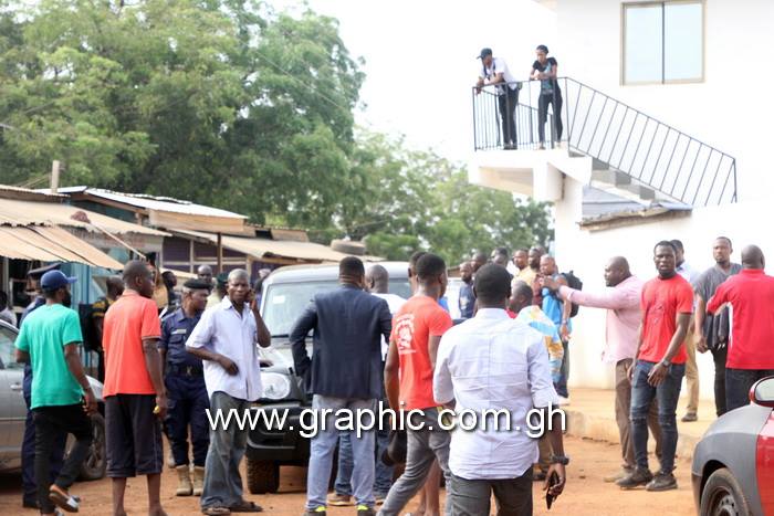 Flashback: Some supporters of the NDC gathered at the residence of the  residence of Mr Kwasi Delali Brempong, the NDC candidate, after the shooting incidence