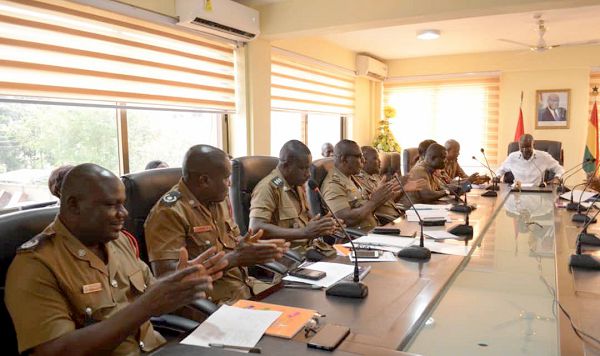 Some Ghana National Fire Service  officers at the meeting. Picture: BENEDICT OBUOBI
