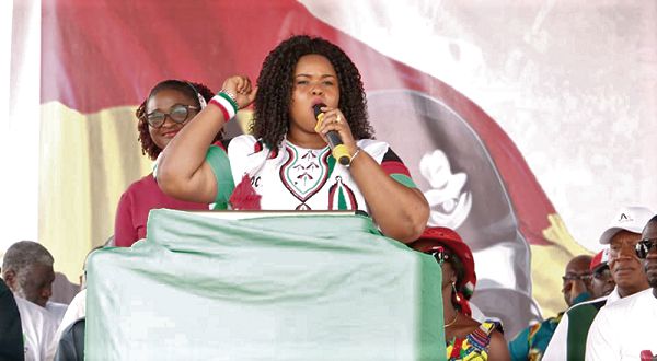  Ms Ruth Seddoh, Deputy NDC Youth Organiser addressing the gathering