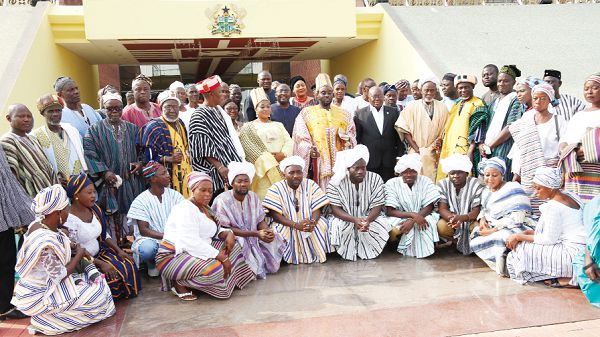  President Akufo-Addo (in suit) with a delegation from the Abudu Family at the Jubilee House. Picture: SAMUEL TEI ADANO