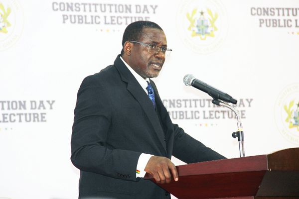 Prof. Philip Ebow Bondzi-Simpson delivering the maiden Constitution Day Lecture. Picture: EDNA ADUSERWAA 