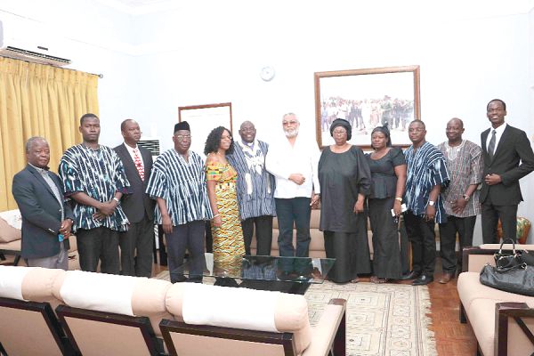  Former President Rawlings with the delegation. Next to him is the widow, Mrs Asore