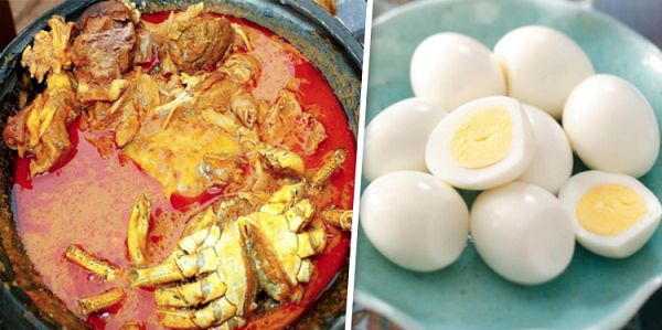 Fufu with palm nut soup and egg
