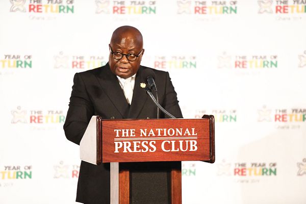 President Akufo-Addo launching the Year of Return at the National Press Club in Washington DC, USA