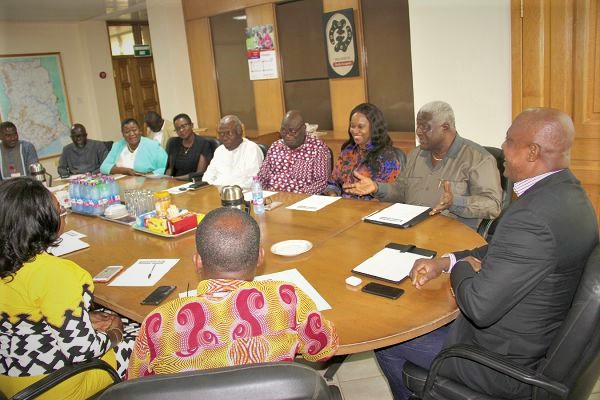 Mr Torgbor Mensah (2nd right), President, Advertising Association of Ghana (AAG),  speaking at the meeting. Picture: EDNA ADU-SERWAA