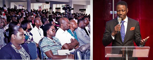  Rev. Dr Sam Adeyemi (right) adressing the conference yesterday. Pictures: EDMUND SMITH-ASANTE