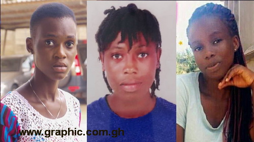 From L-R: Priscilla Koranchie, 15 years; Priscilla Blessing Bentum, 21; and Ruth Love Quayson, 18.