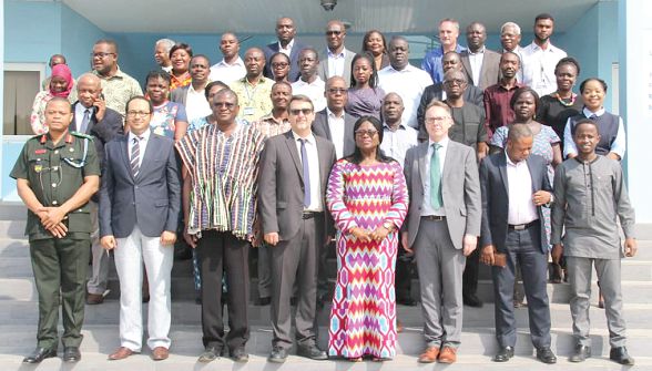  Mr Robin Cartwright (3rd right), Lead Author of the study report on counterfeit pharmaceuticals in Africa with the participants. Picture: BENEDICT OBUOBI 